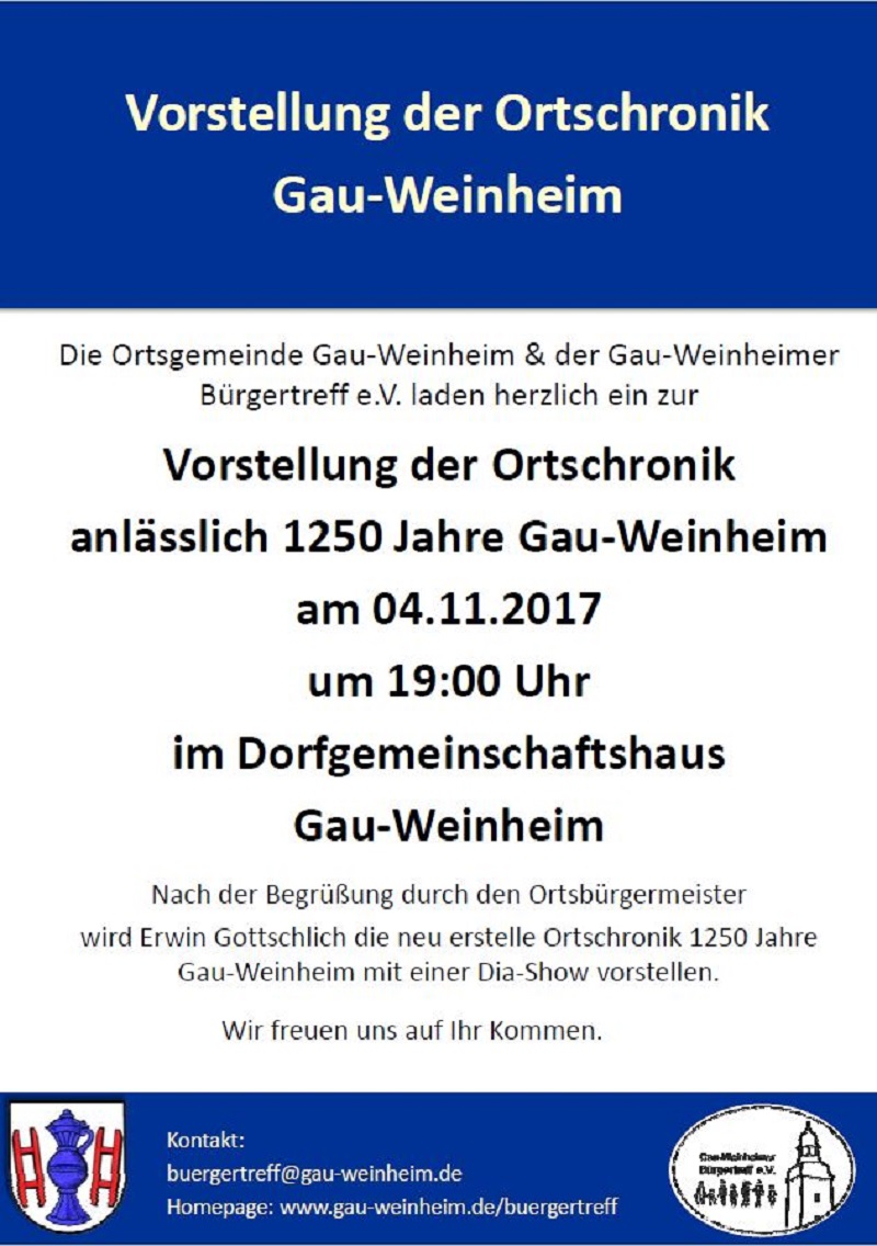 Vorstellung der Ortschronik Vorstellung der Ortschronik