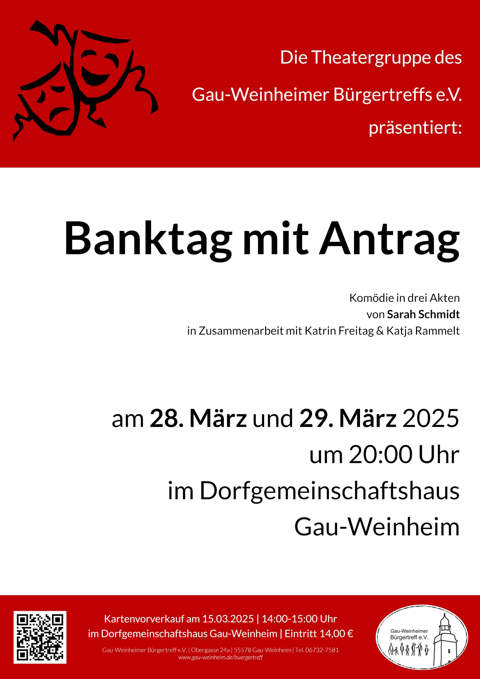 Theater Bürgertreff 28. März und 29. März 2025