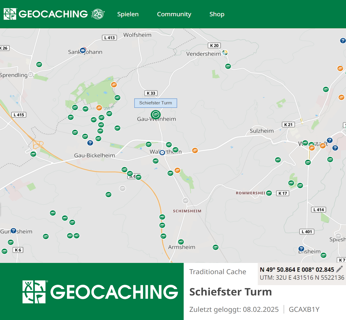 Geocaching - Schiefster Turm